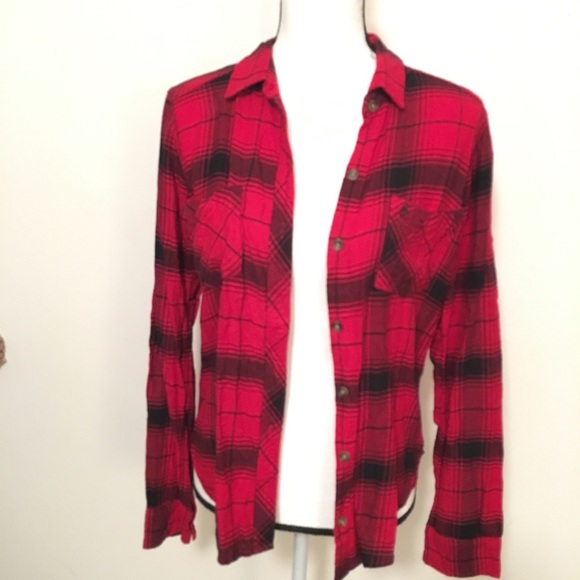 Abercrombie & Fitch Tops - Abercrombie & Fitch Red Plaid Button Top Size S